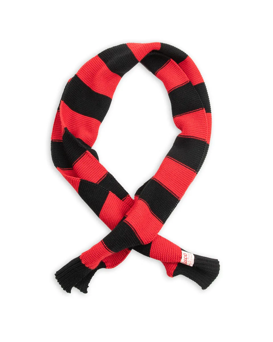 Buco Striped Wool Knit Scarf - Red/Black