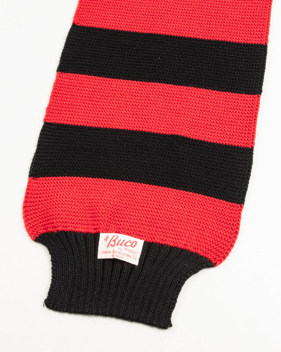 Buco Striped Wool Knit Scarf - Red/Black