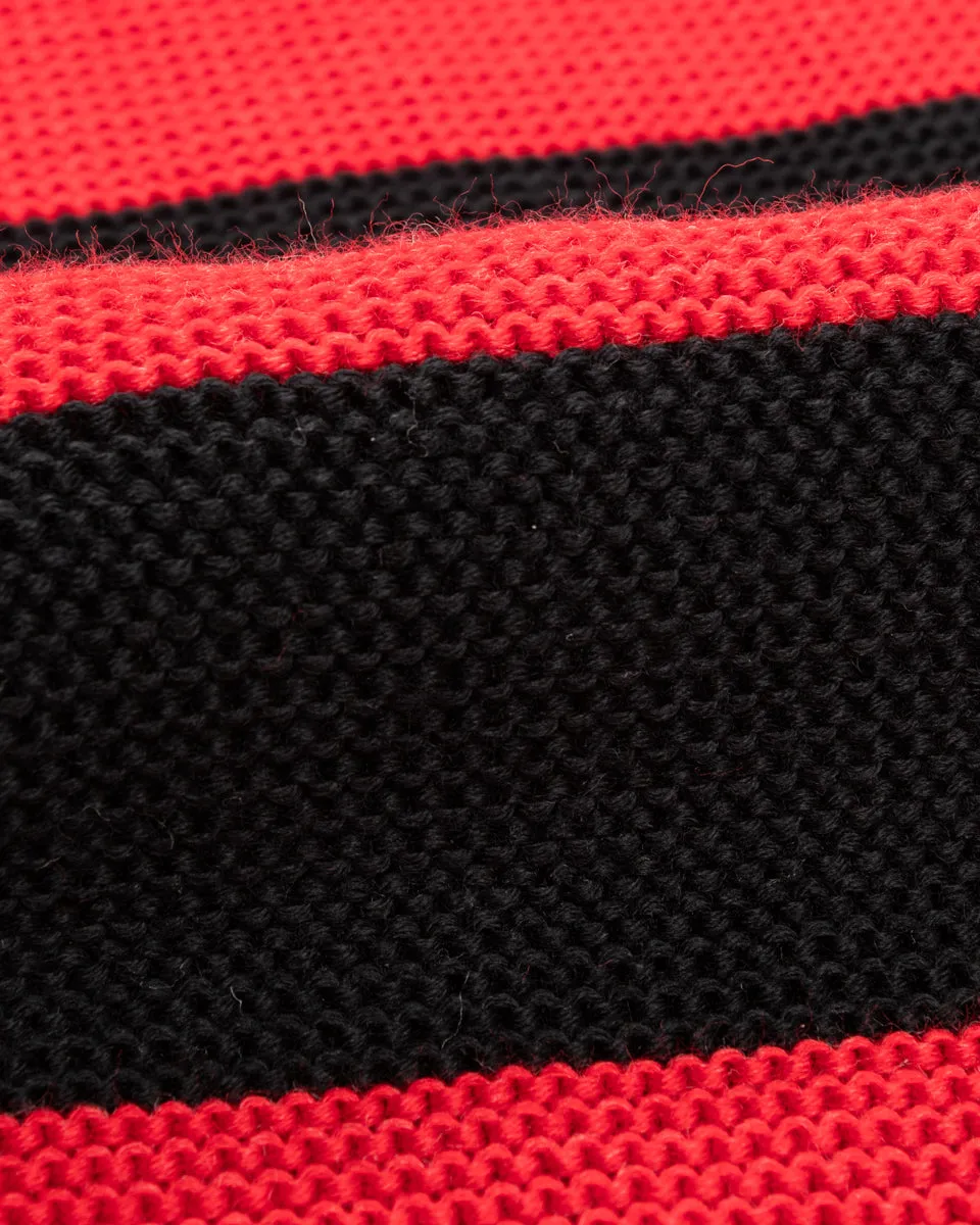 Buco Striped Wool Knit Scarf - Red/Black