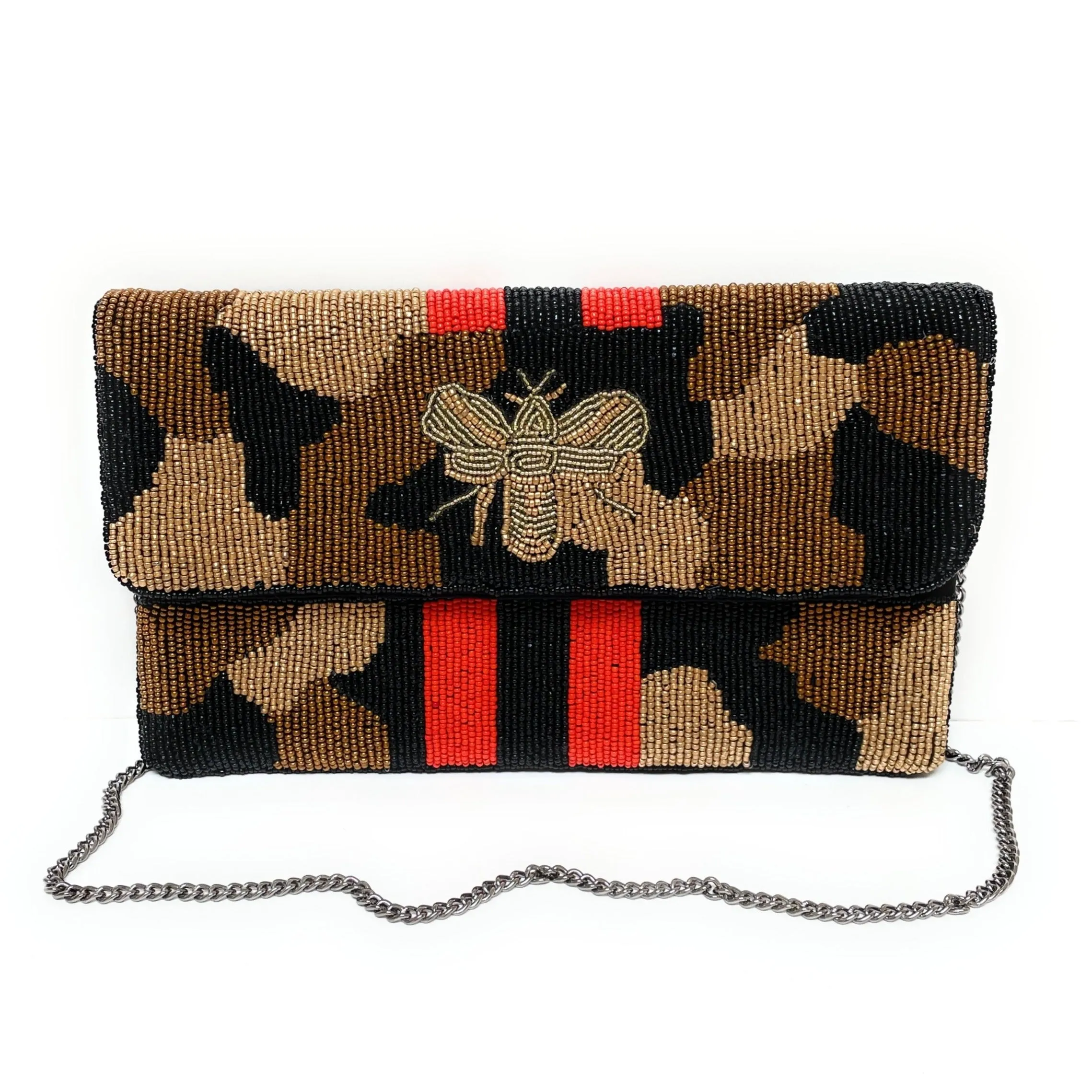 Camo Bee Beaded Clutch Purse