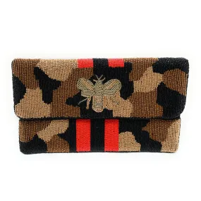 Camo Bee Beaded Clutch Purse