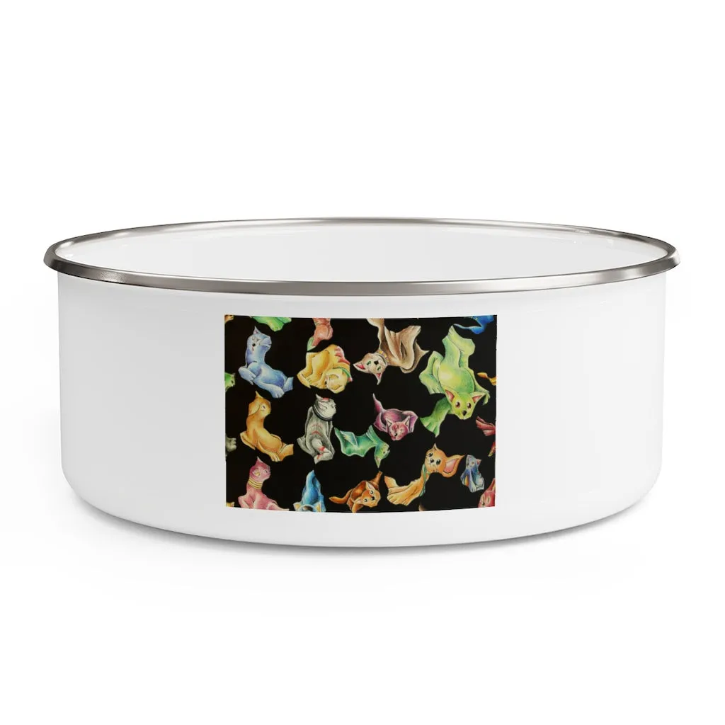 Cat Pattern Enamel Bowl