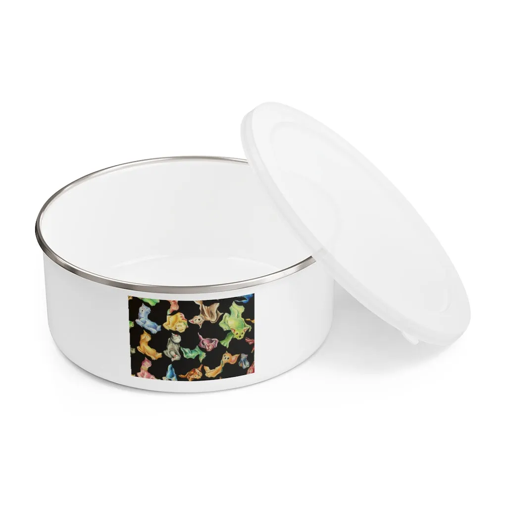 Cat Pattern Enamel Bowl