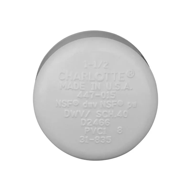 Charlotte Pipe Schedule 40 1-1/2 in. Slip PVC Cap 1 pk