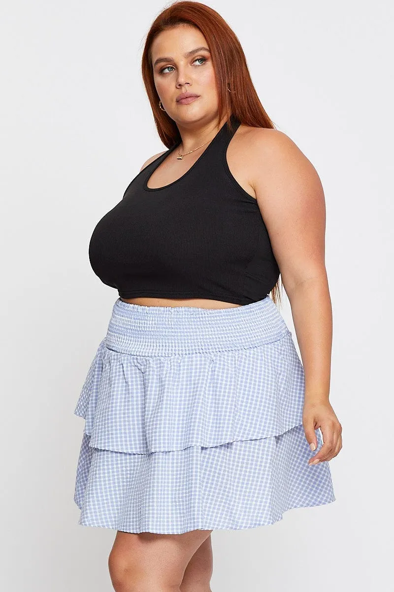 Check Mini Skater Skirt Tie