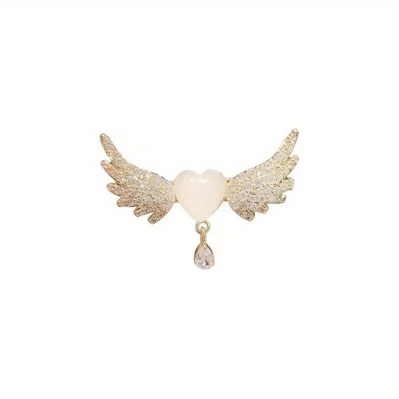 Chic Heart  Angel Wings Brooch Pin for Stylish Sparkle