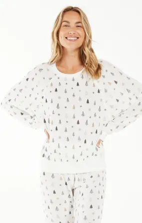 Christmas Tree Long Sleeved Top, White