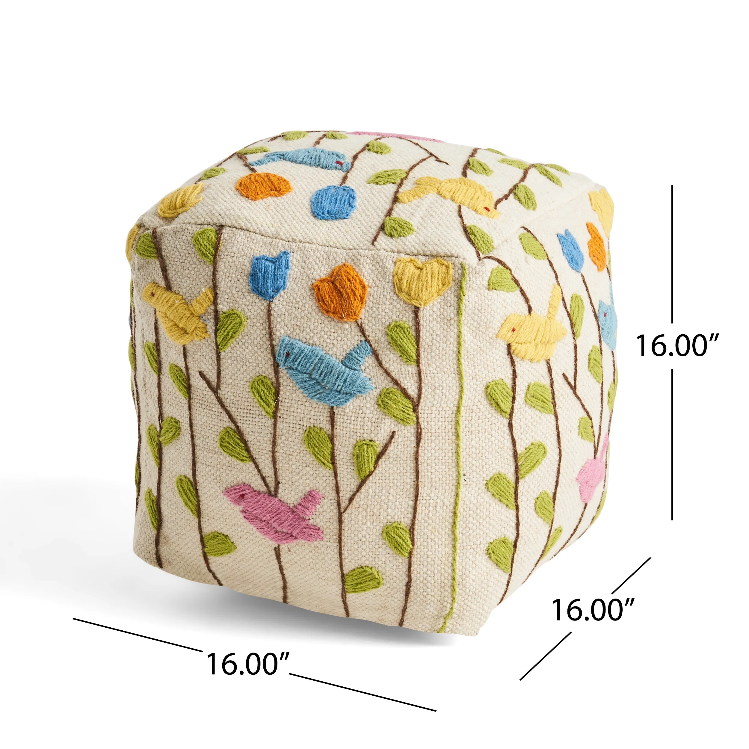 Connie Boho Wool Ottoman Pouf