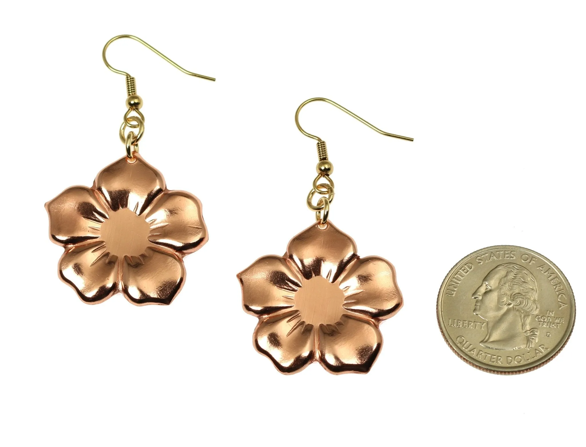 Copper Forget Me Not Flower Earrings