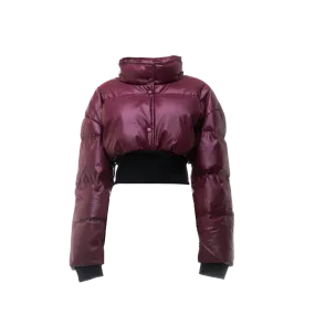 CROPPED LEATHER PUFFER JACKET