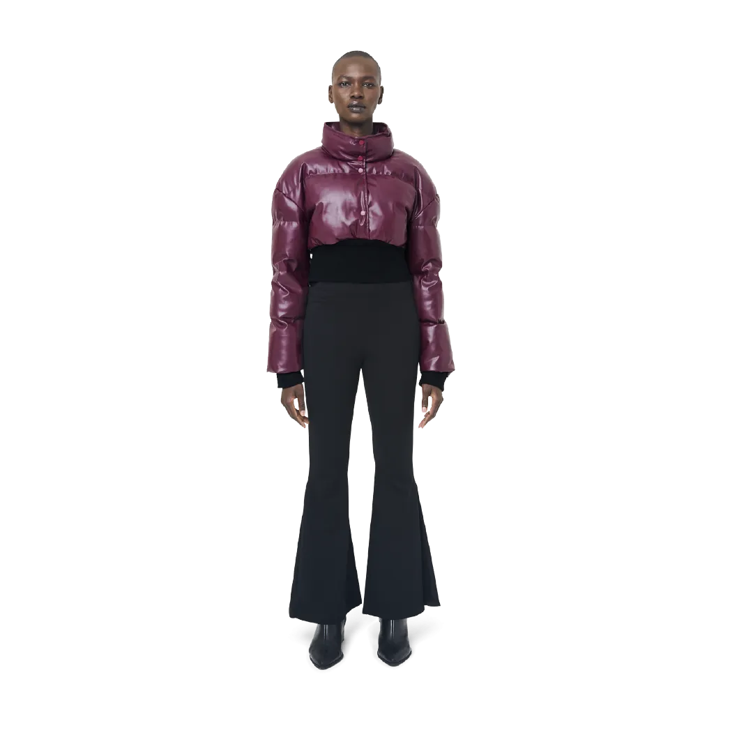 CROPPED LEATHER PUFFER JACKET