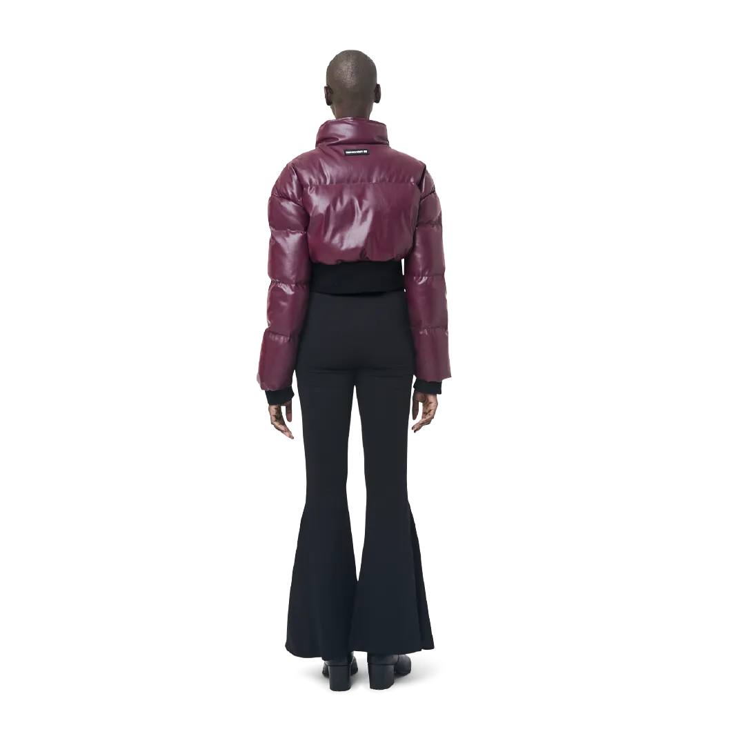 CROPPED LEATHER PUFFER JACKET