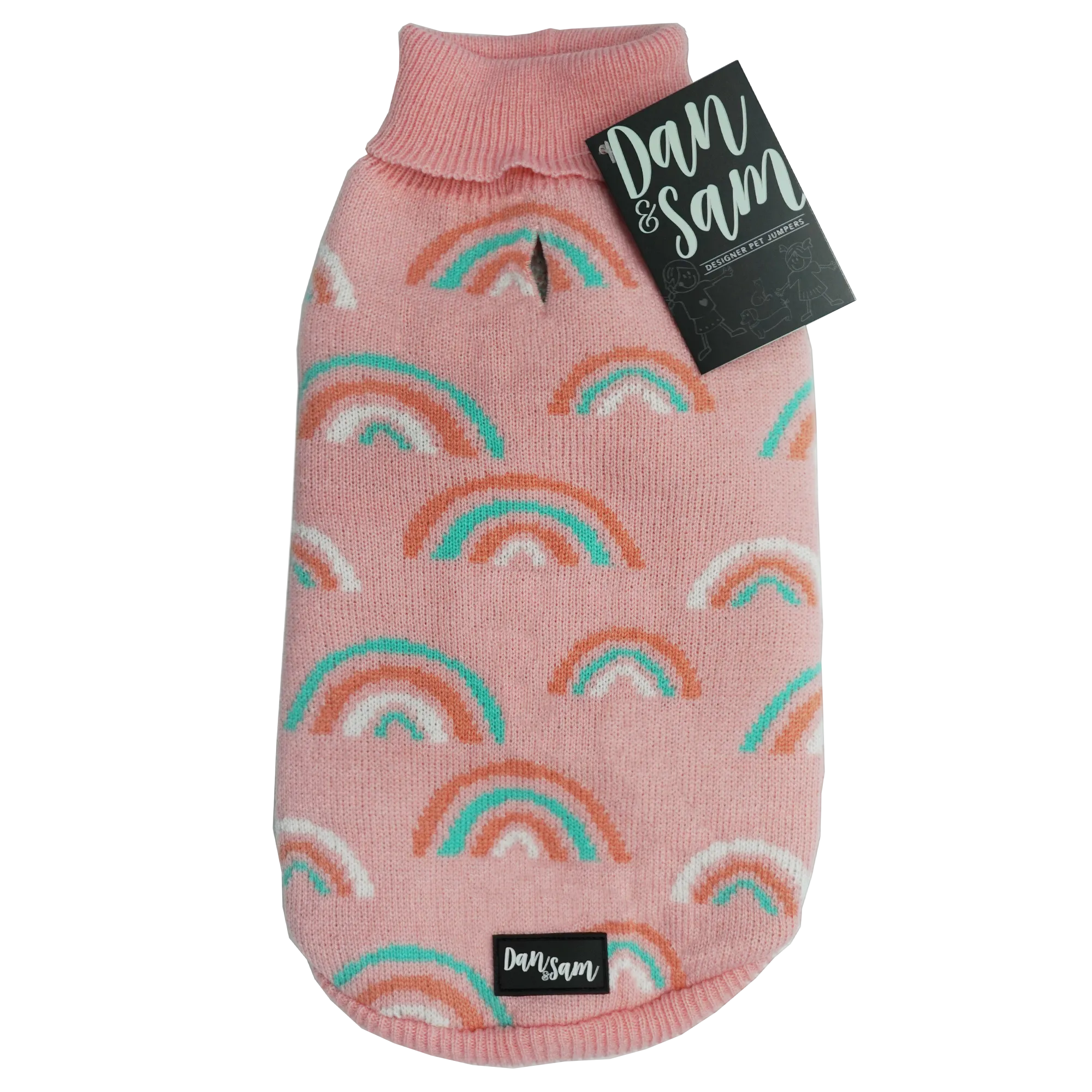 Dan & Sam - Dog Jumper (Pink Rainbows) - 20cm