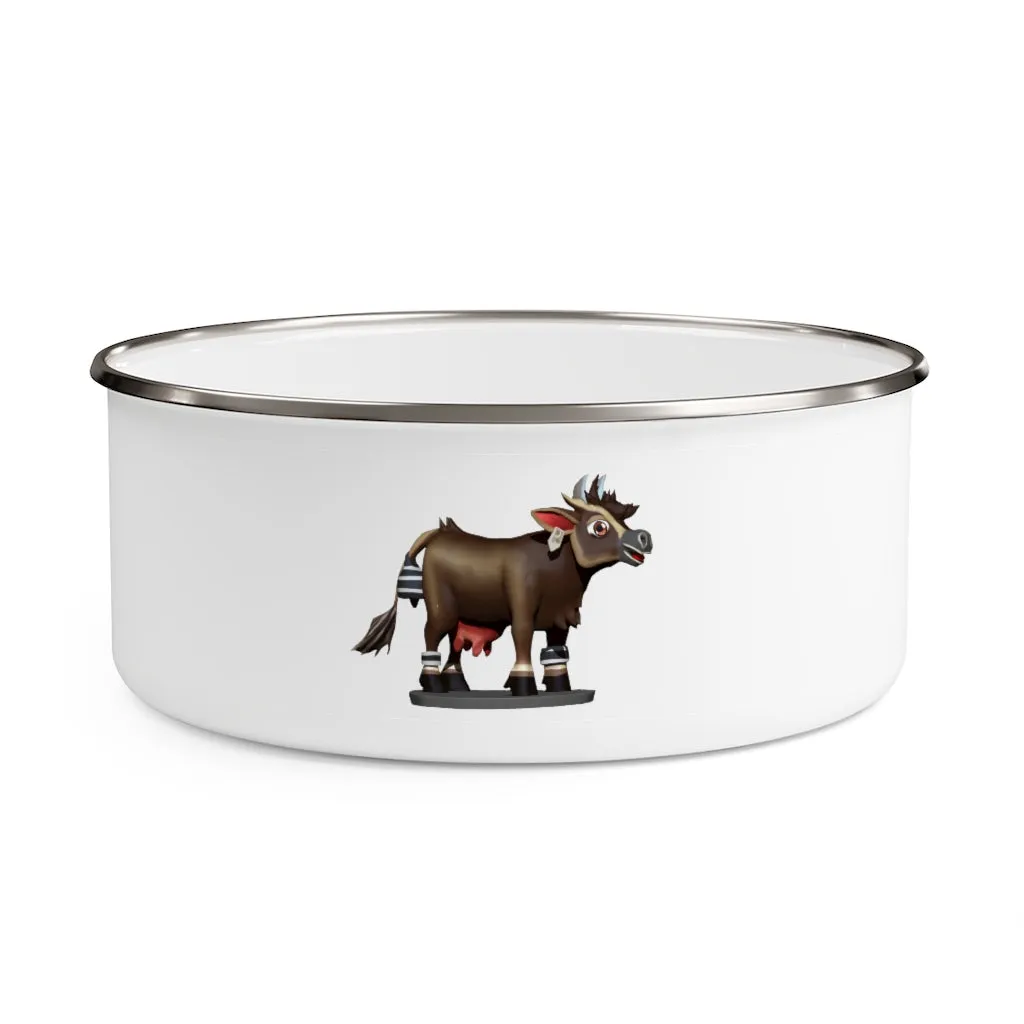 Dark Brown Cow Enamel Bowl