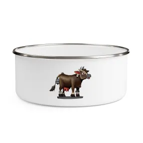Dark Brown Cow Enamel Bowl