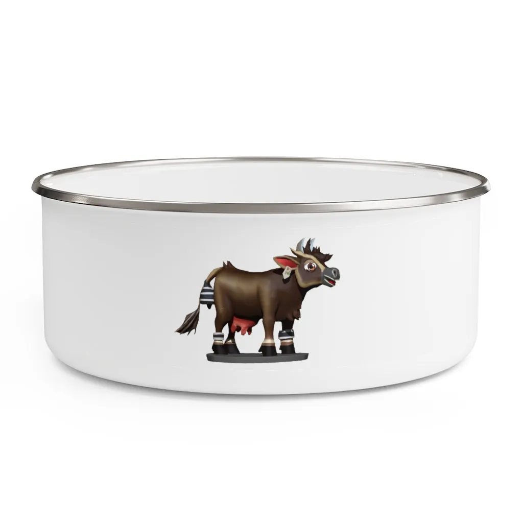 Dark Brown Cow Enamel Bowl