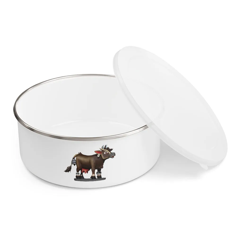 Dark Brown Cow Enamel Bowl