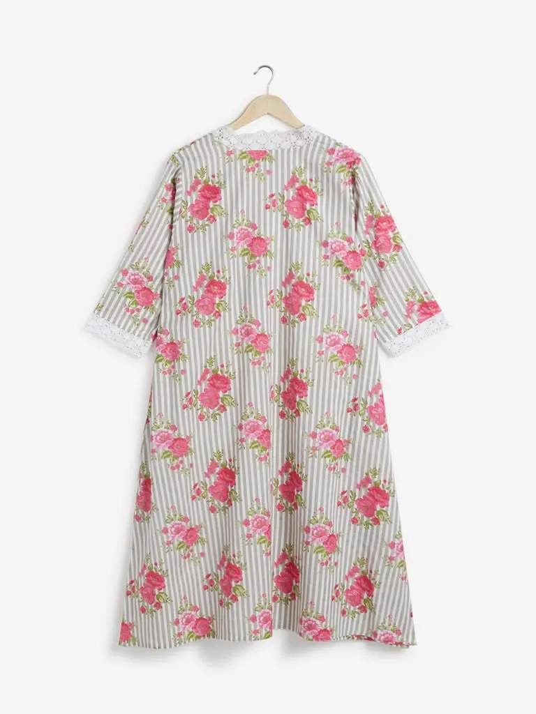 Diza Curves Pink Printed A-line Kurta