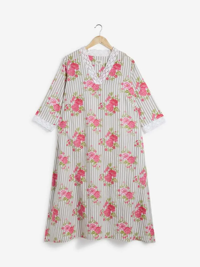 Diza Curves Pink Printed A-line Kurta
