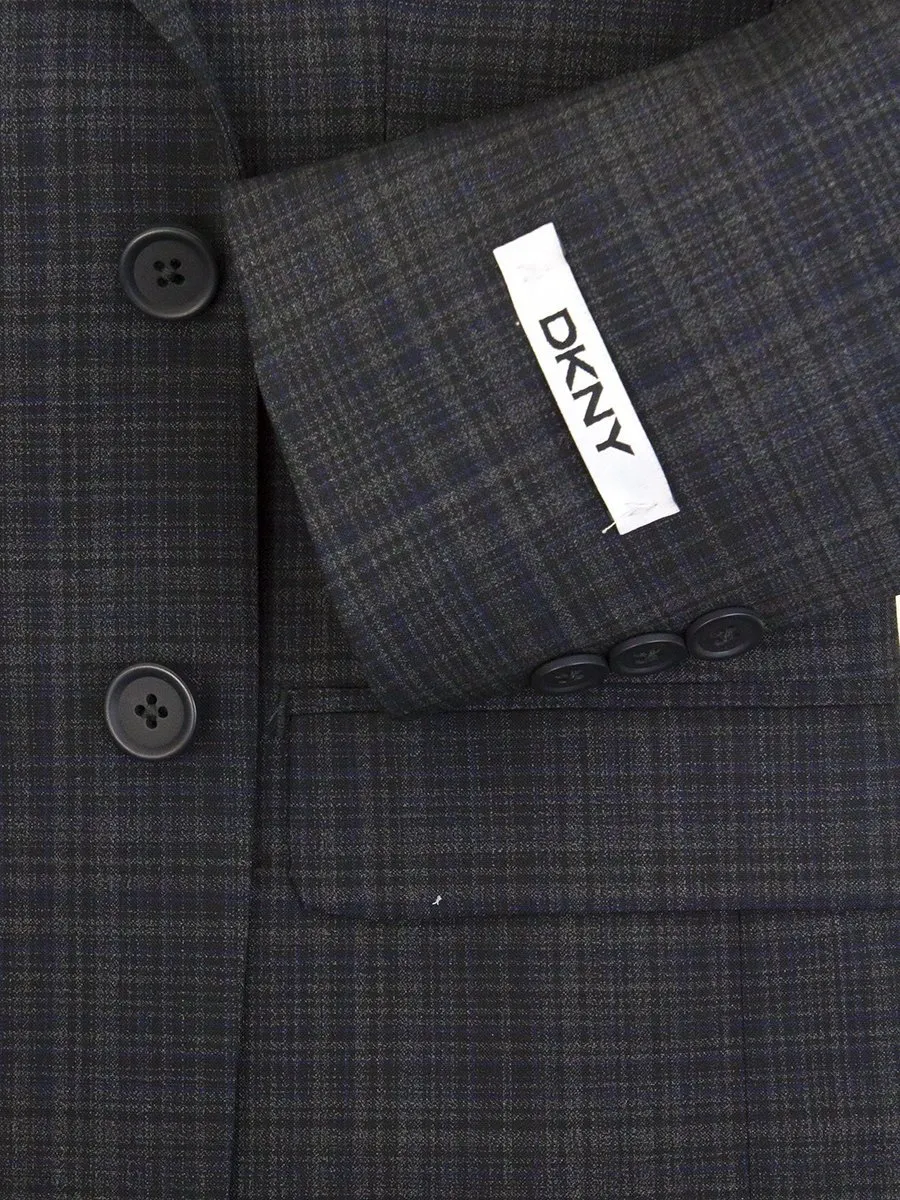 DKNY 25369 96% Wool/4% Lycra Boy's Sport Coat - Plaid - Blue/Black