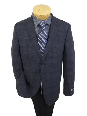 DKNY 25369 96% Wool/4% Lycra Boy's Sport Coat - Plaid - Blue/Black