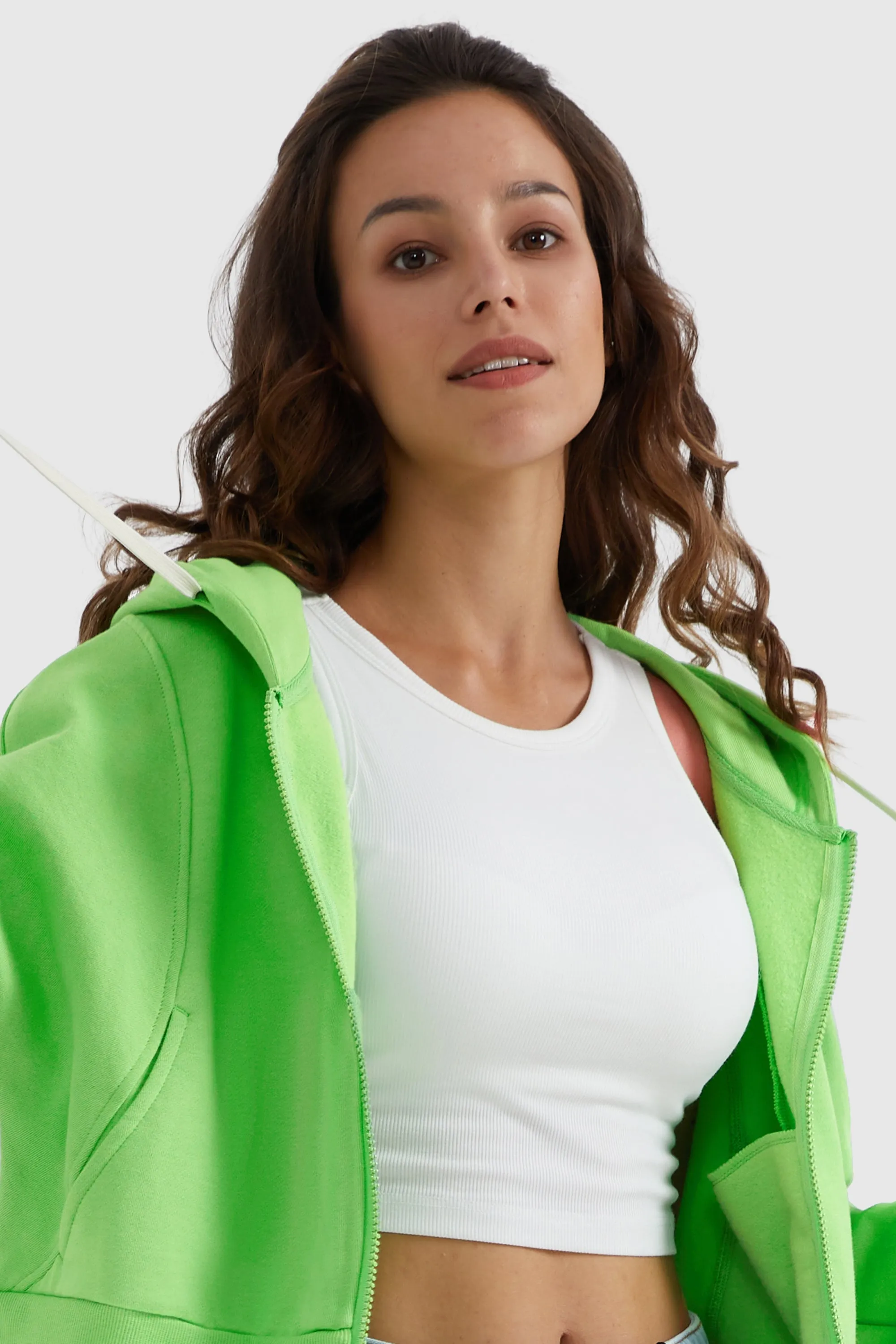 Drawstring Hooded Cropped Sweatshirt