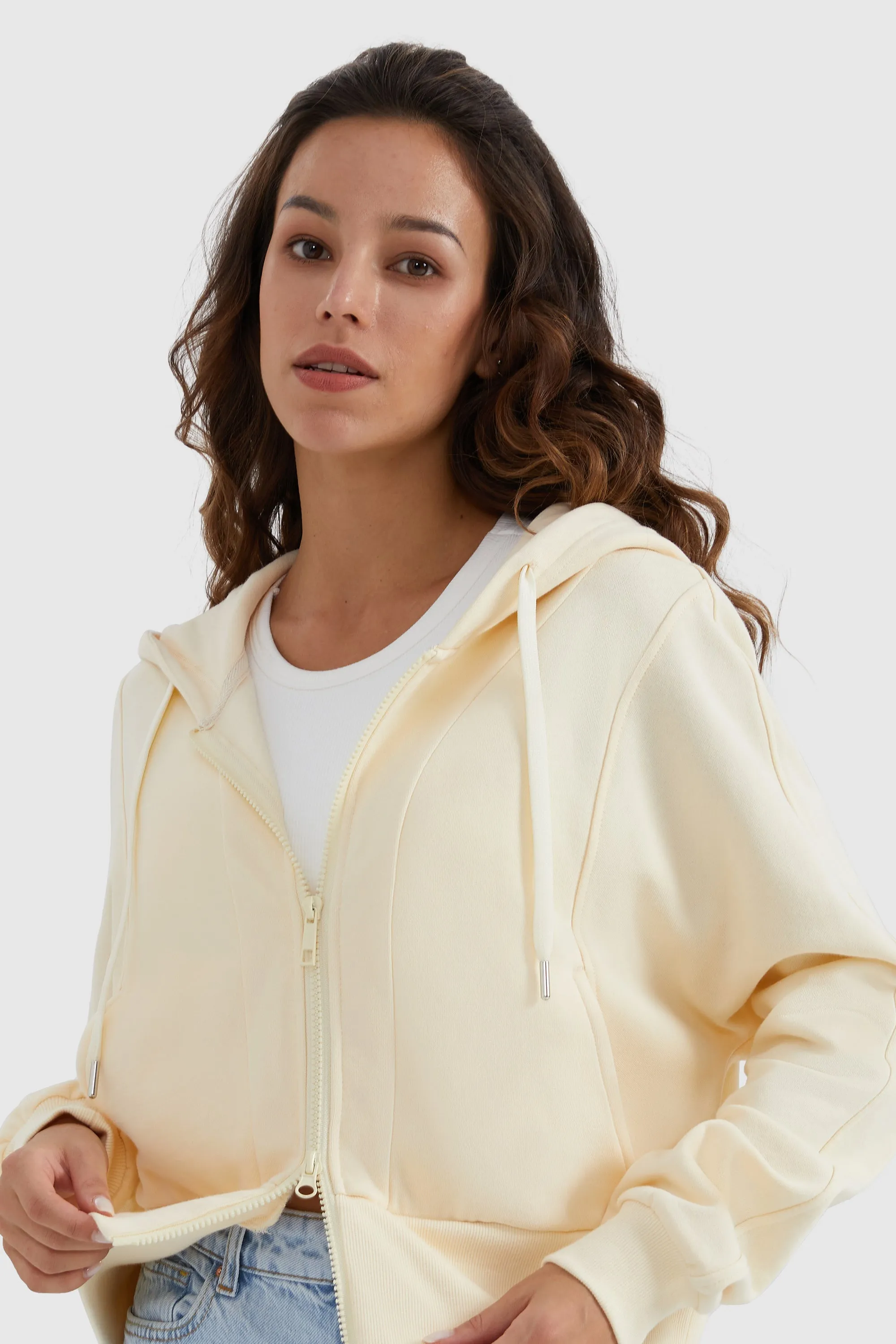 Drawstring Hooded Cropped Sweatshirt