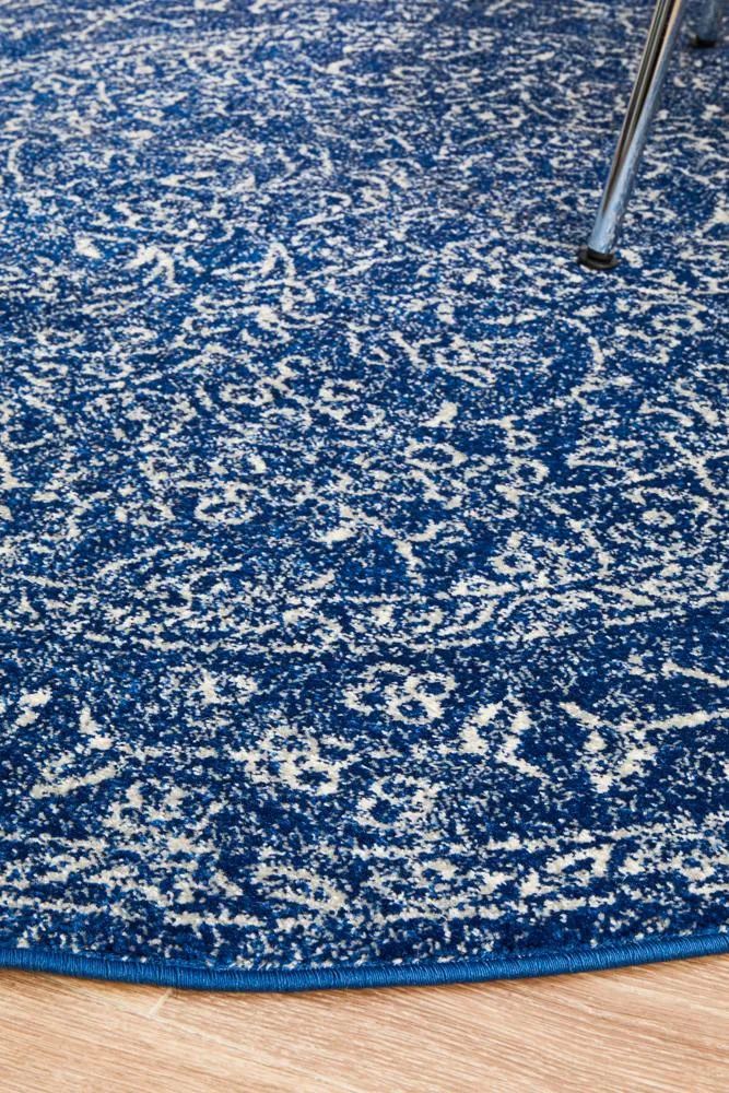 Evoke Artist Navy Transitional Round Rug