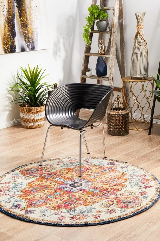 Evoke Carnival White Transitional Round Rug