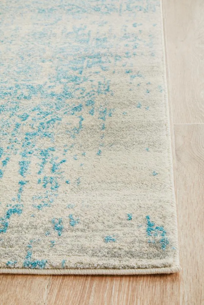 Evoke Glacier White Blue Transitional Runner Rug
