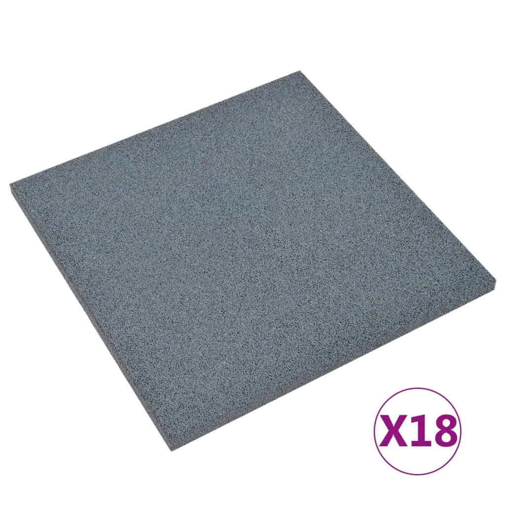 Fall Protection Tiles 18 pcs Rubber 50x50x3 cm Grey