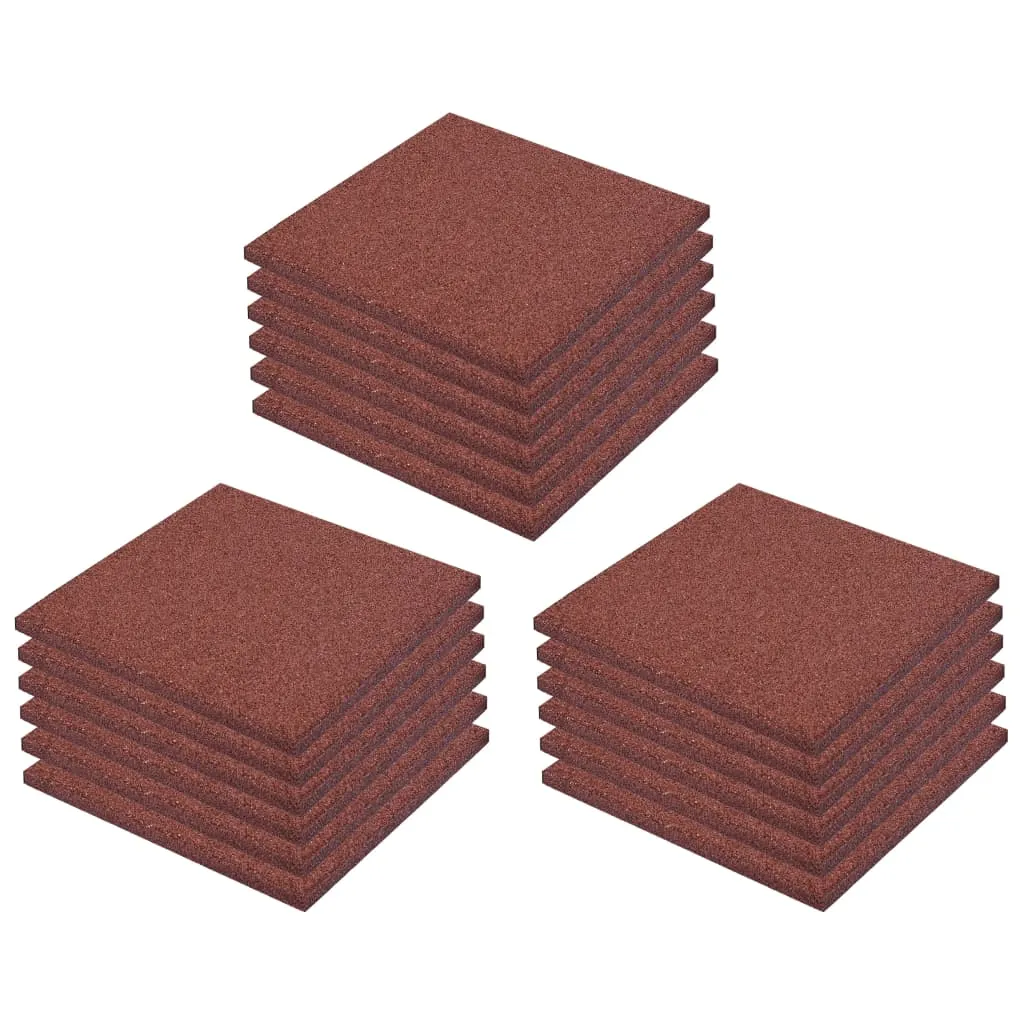 Fall Protection Tiles 18 pcs Rubber 50x50x3 cm Red