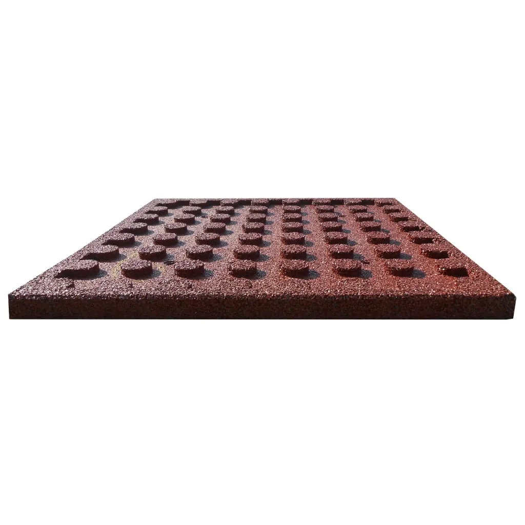 Fall Protection Tiles 18 pcs Rubber 50x50x3 cm Red