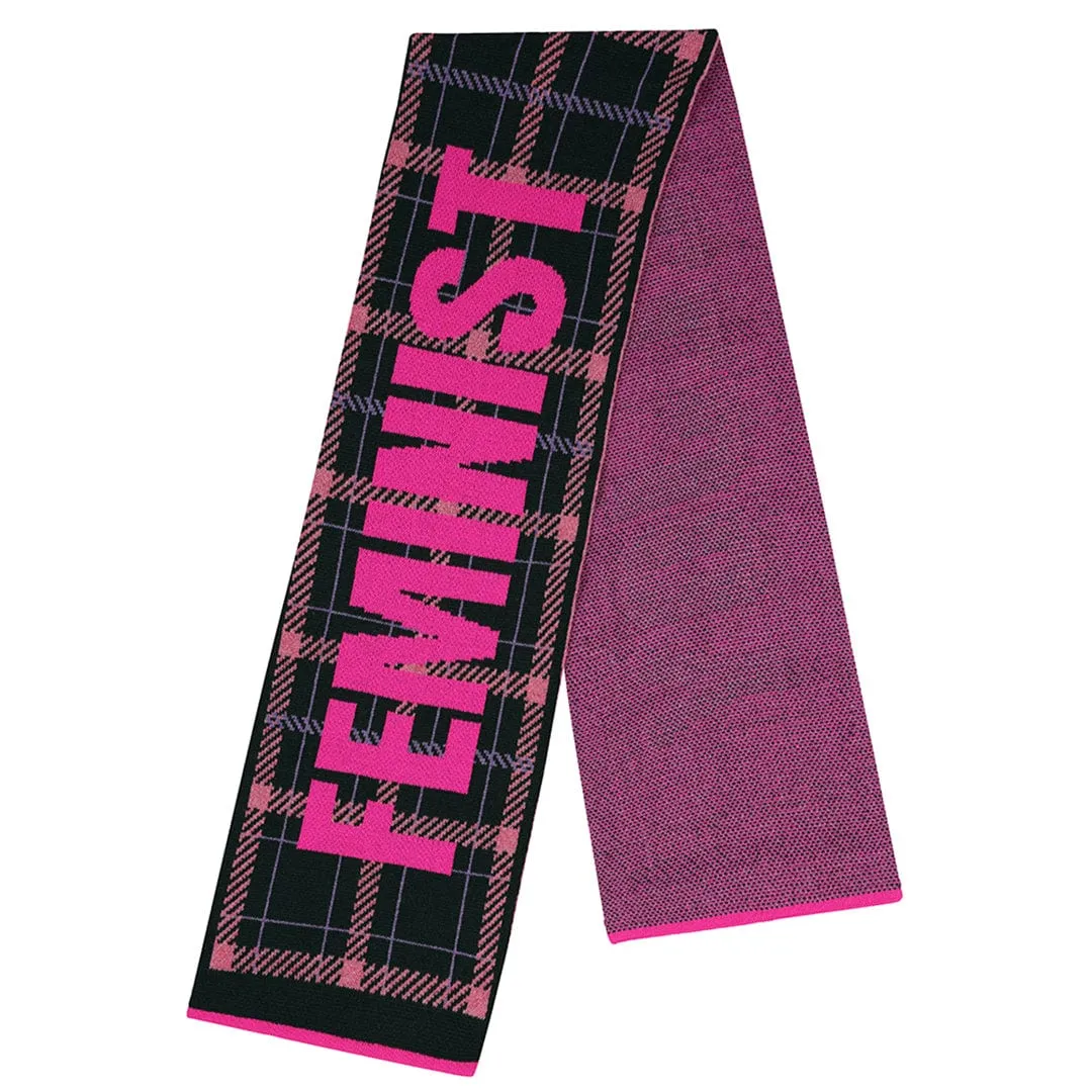 Feminist Killjoy Scarf in Forest Green & Neon Pink