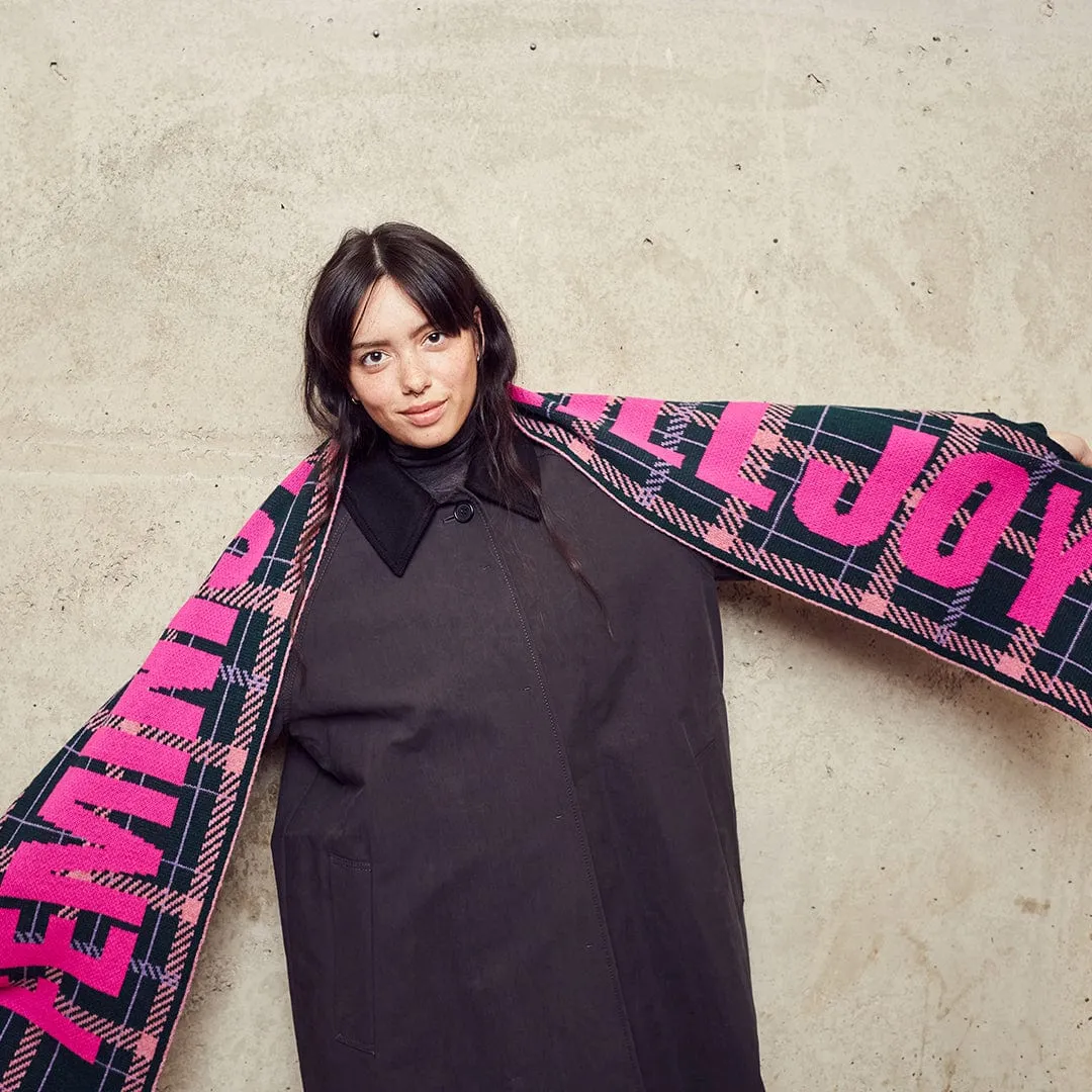 Feminist Killjoy Scarf in Forest Green & Neon Pink