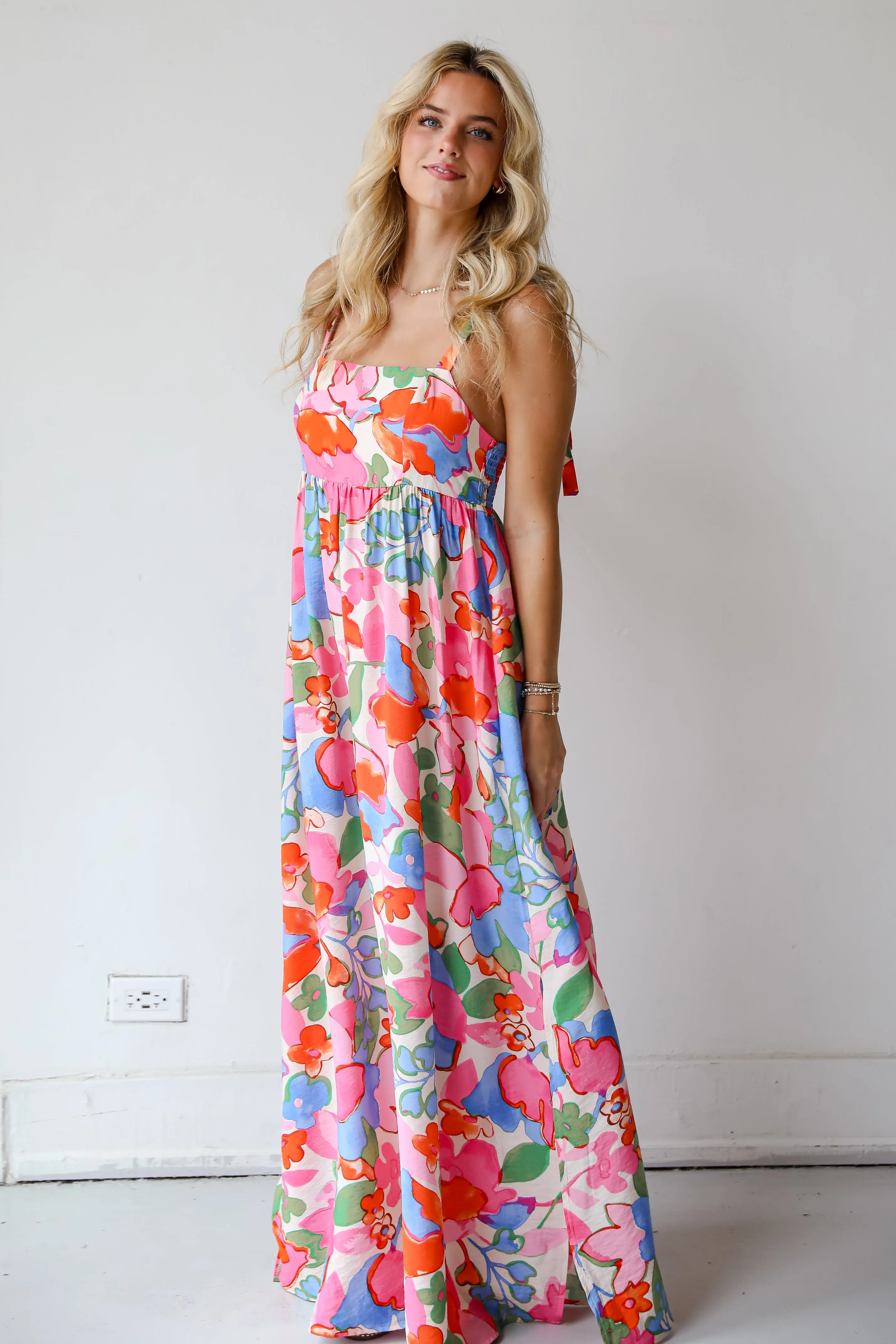 FINAL SALE - Simply A Stunner Pink Floral Maxi Dress