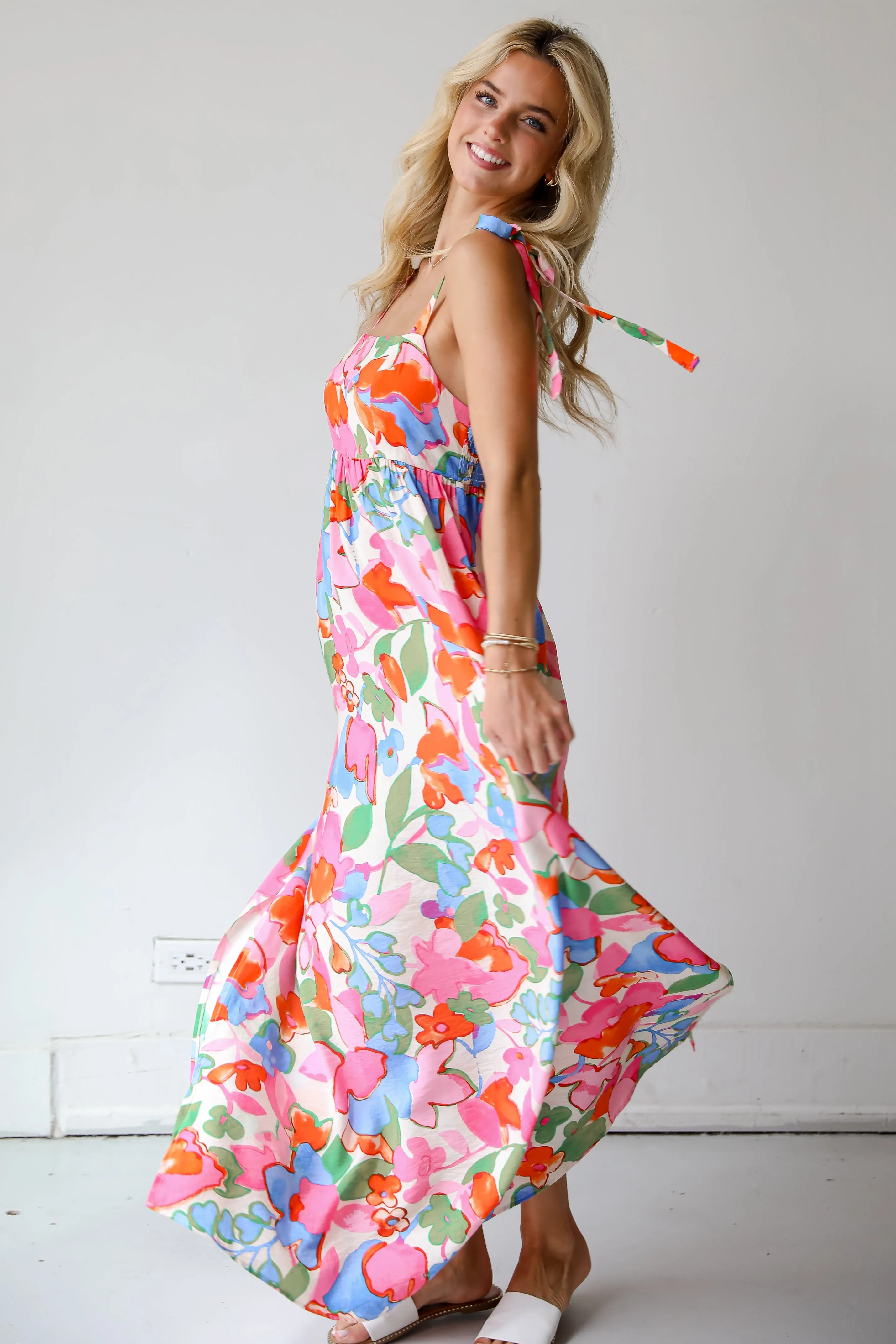 FINAL SALE - Simply A Stunner Pink Floral Maxi Dress