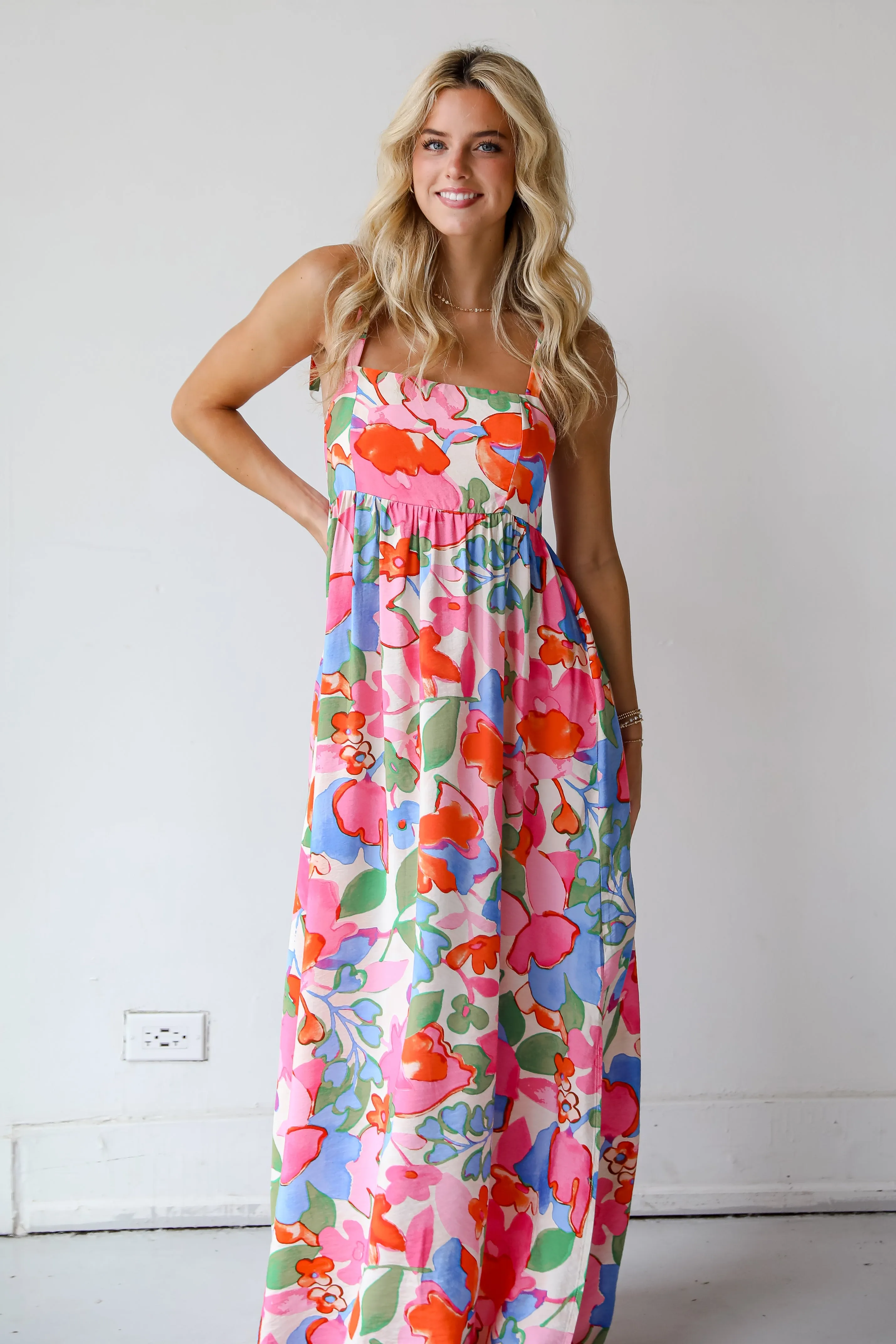 FINAL SALE - Simply A Stunner Pink Floral Maxi Dress