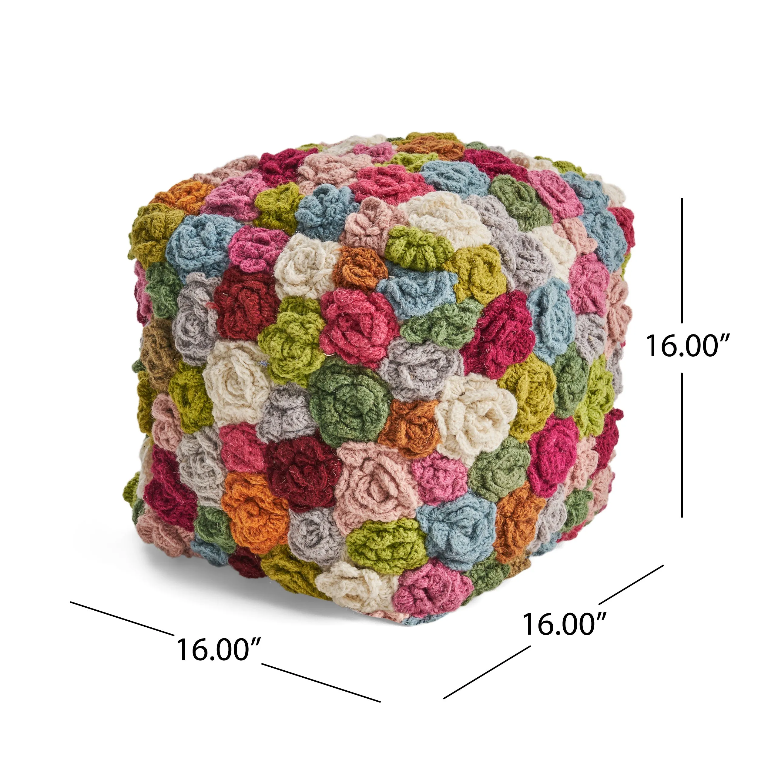 Frances Boho Wool Ottoman Pouf