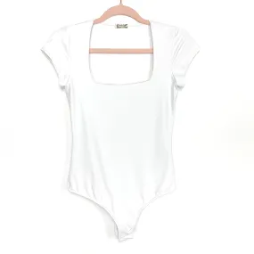 Free People Intimately White Square Neck Thong Bodysuit- Size S