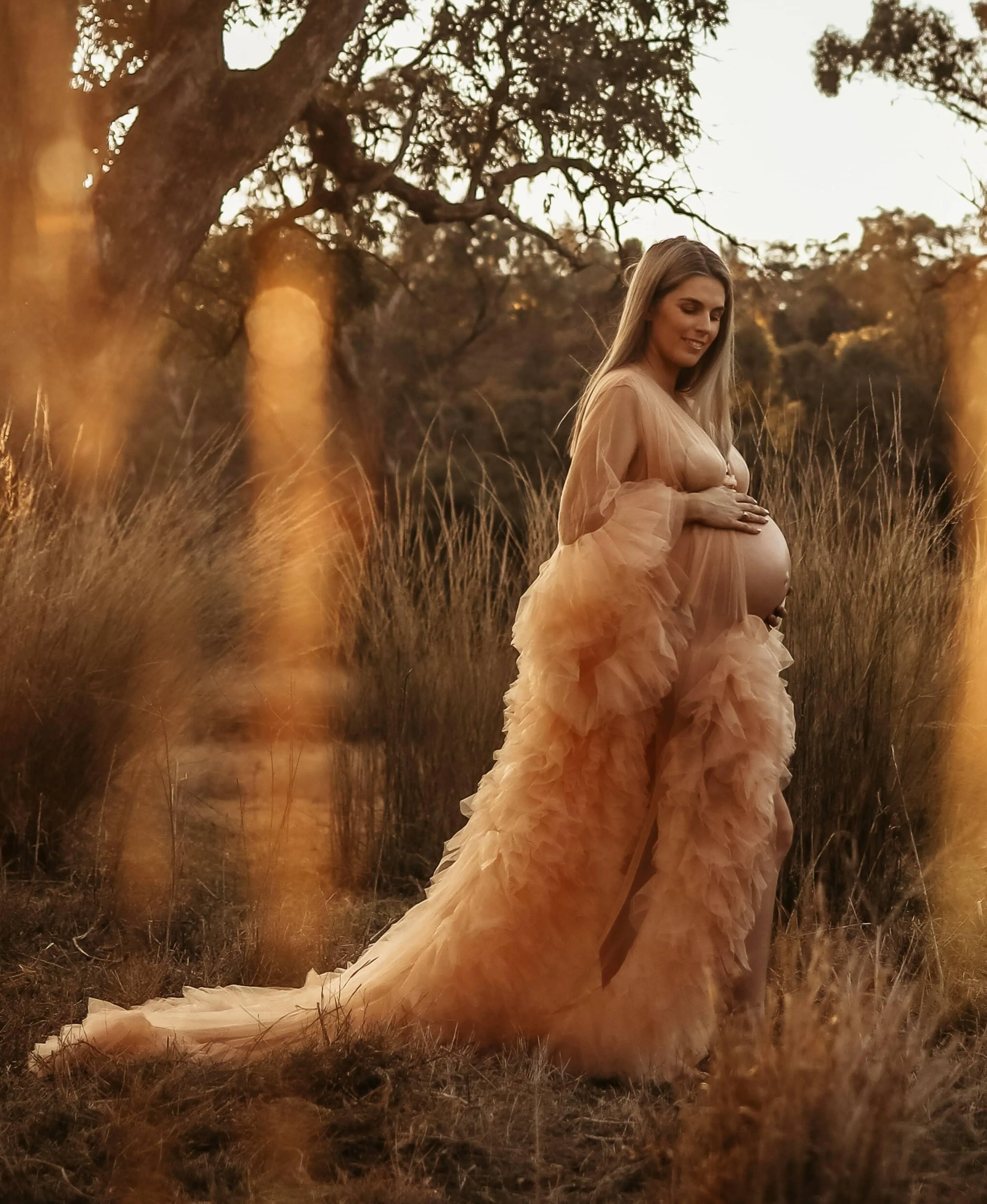 Gigi Tulle Robe - Beige