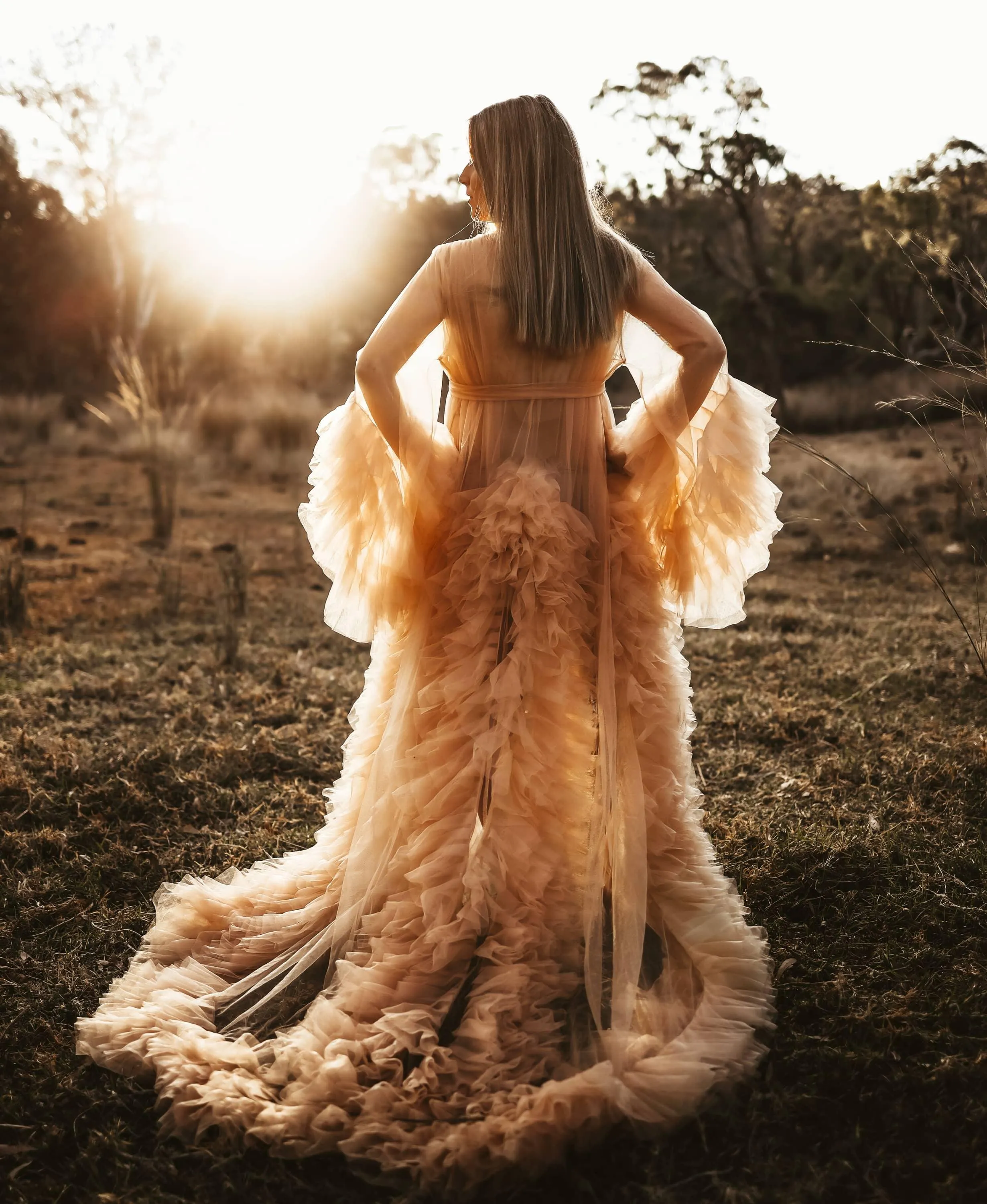 Gigi Tulle Robe - Beige