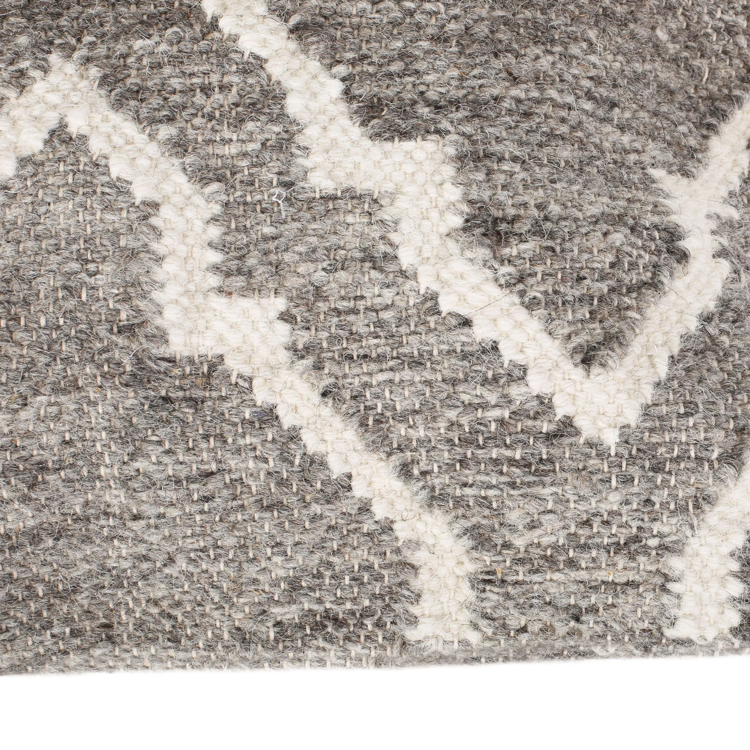 Gillian Boho Wool Pillow Cover, Natural Brown and White