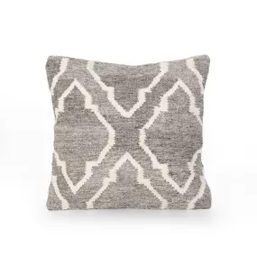 Gladys Boho Wool Throw Pillow, Natural Brown and White