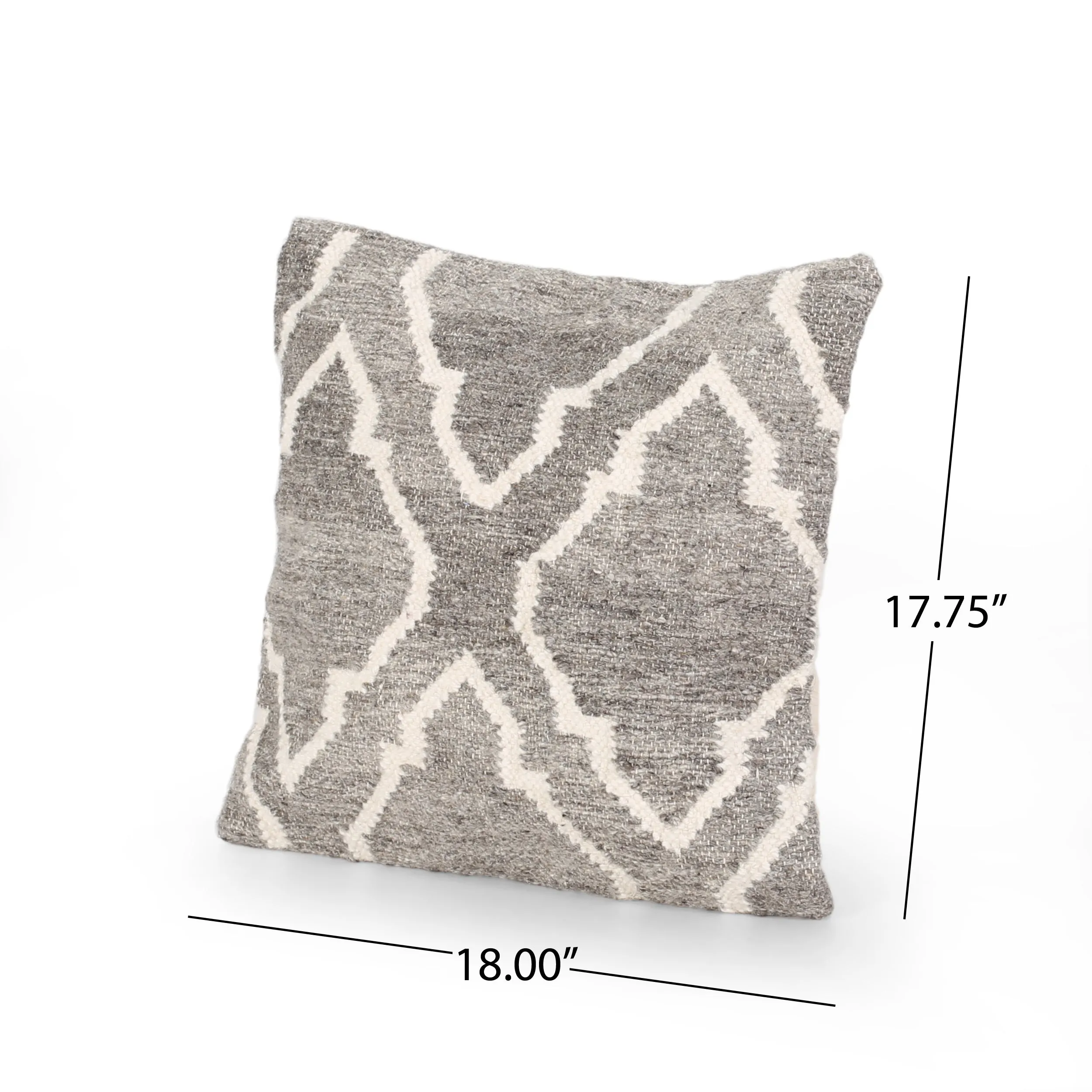 Gladys Boho Wool Throw Pillow, Natural Brown and White
