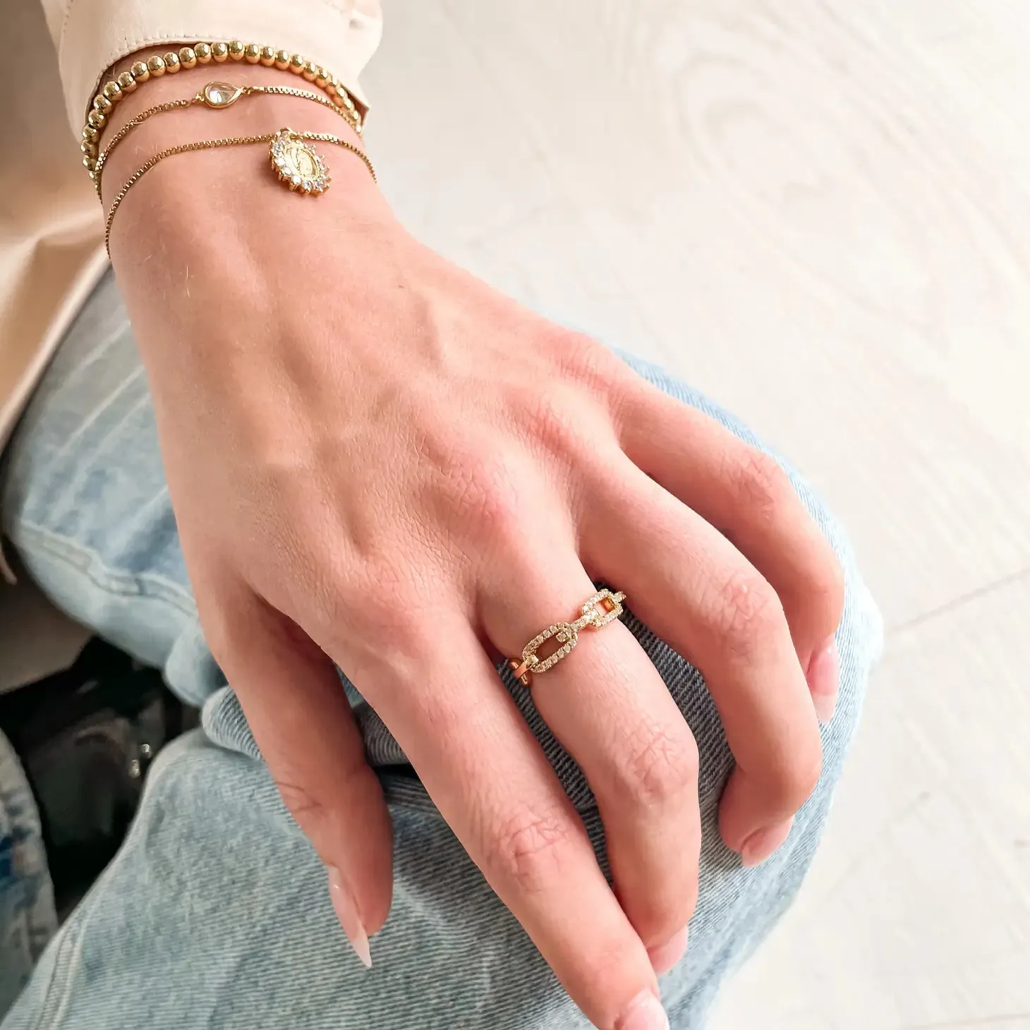 Gold Chain Link Adjustable Ring