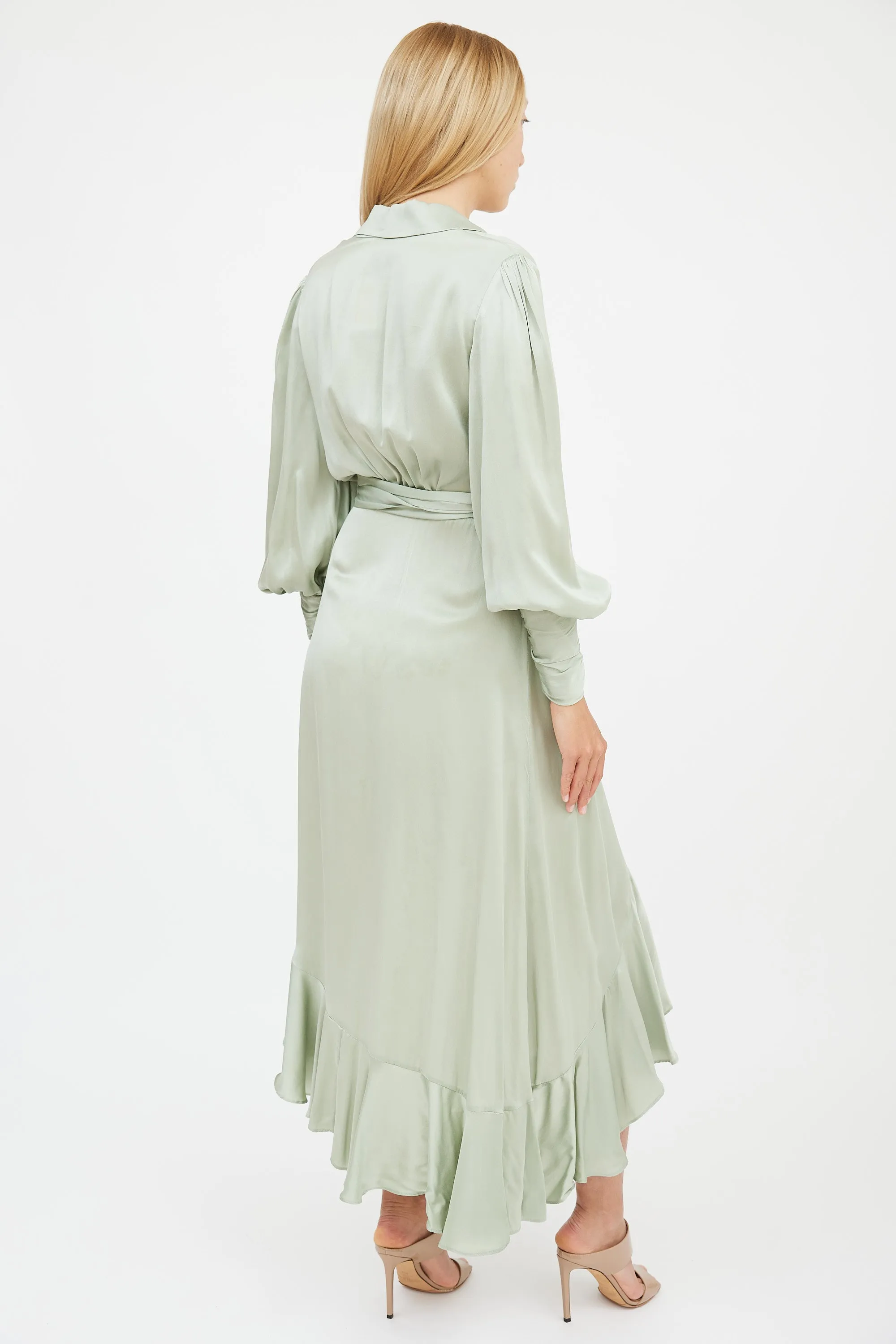 Green Silk Dancer Wrap Dress