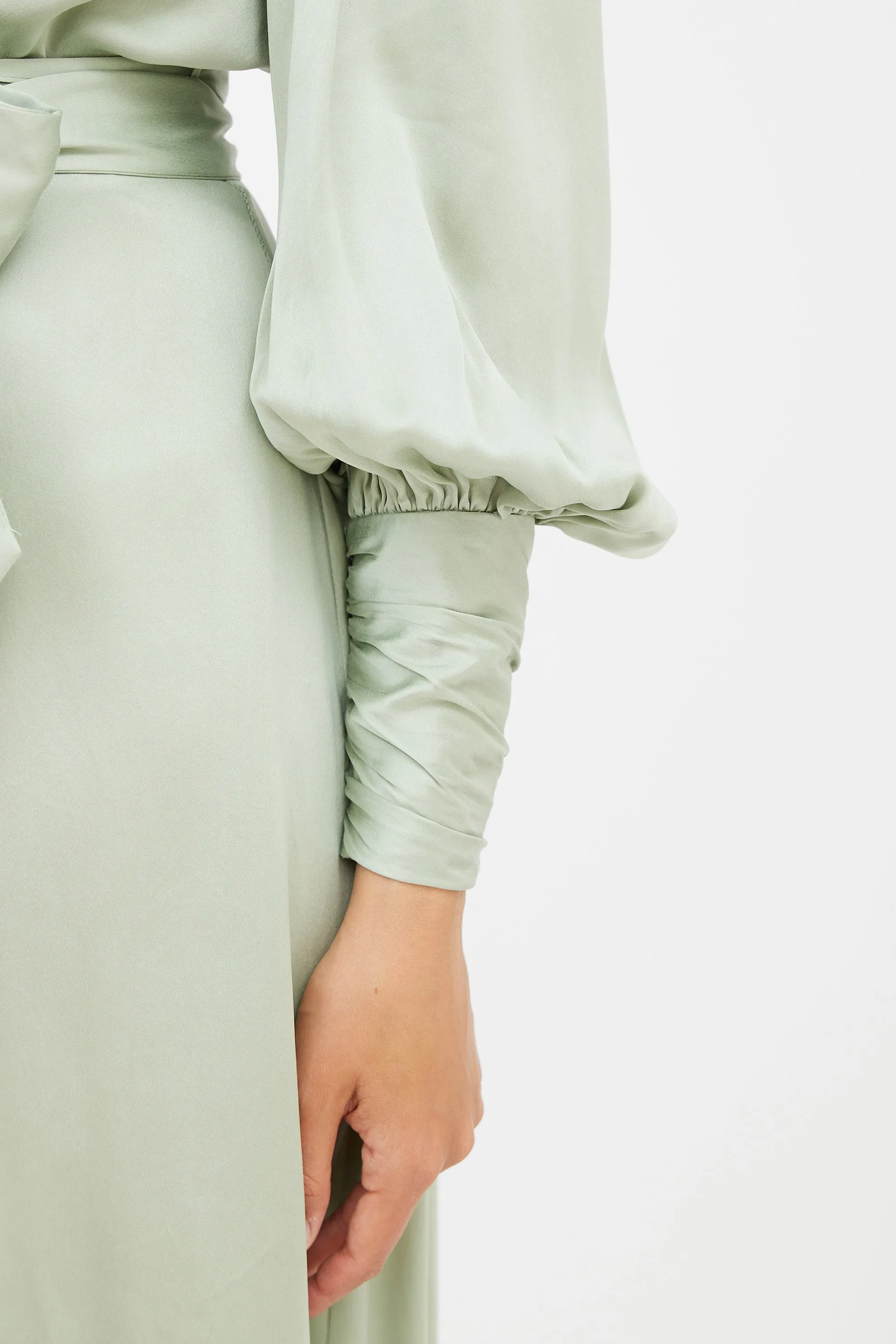 Green Silk Dancer Wrap Dress