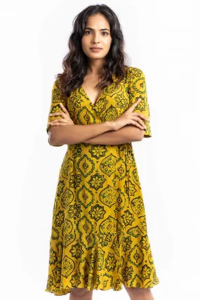 Handprinted Wrap Dress