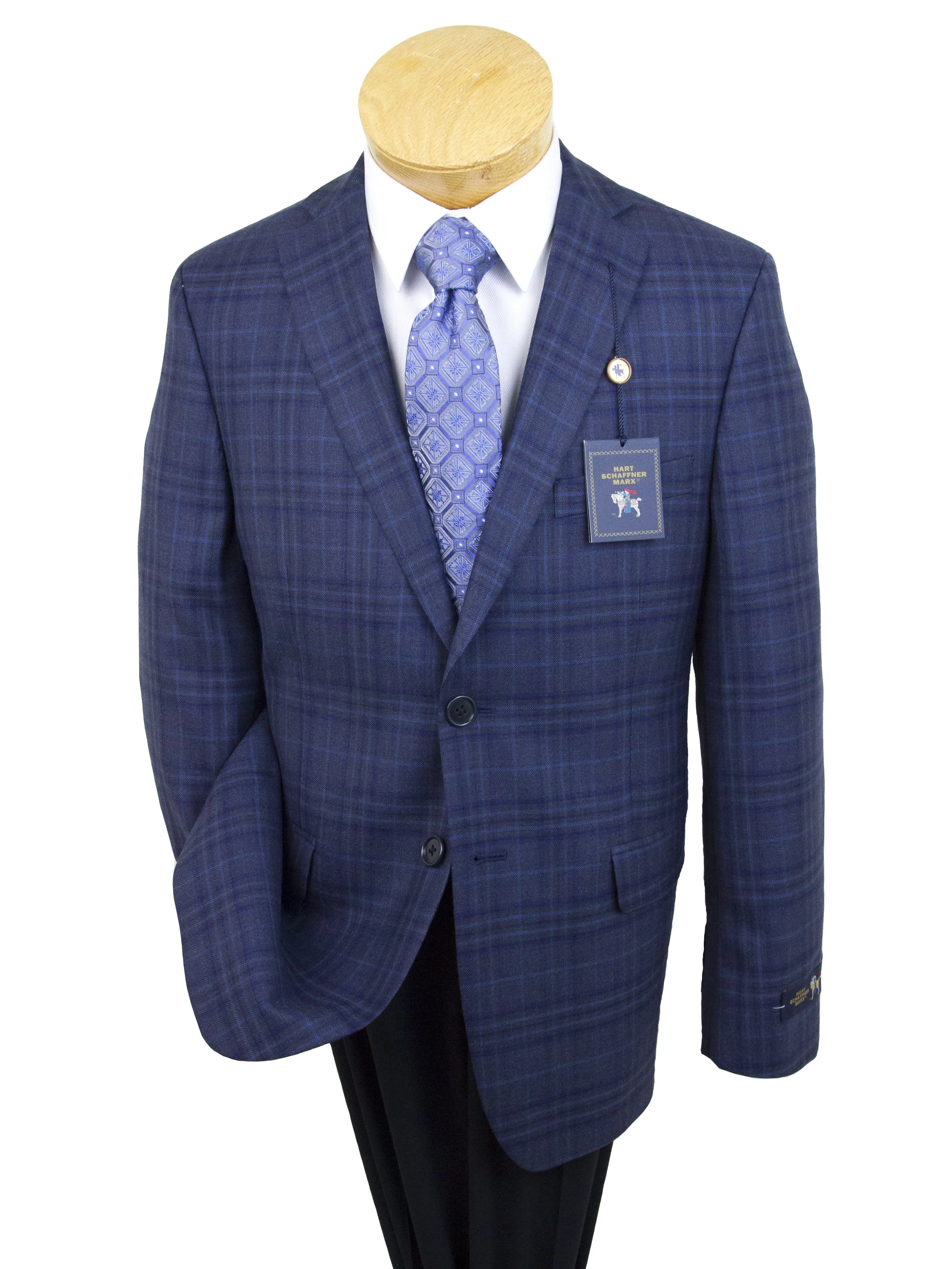 Hart Schaffner Marx 25297 100% Wool Boy's Sport Coat - Plaid - Medium Blue